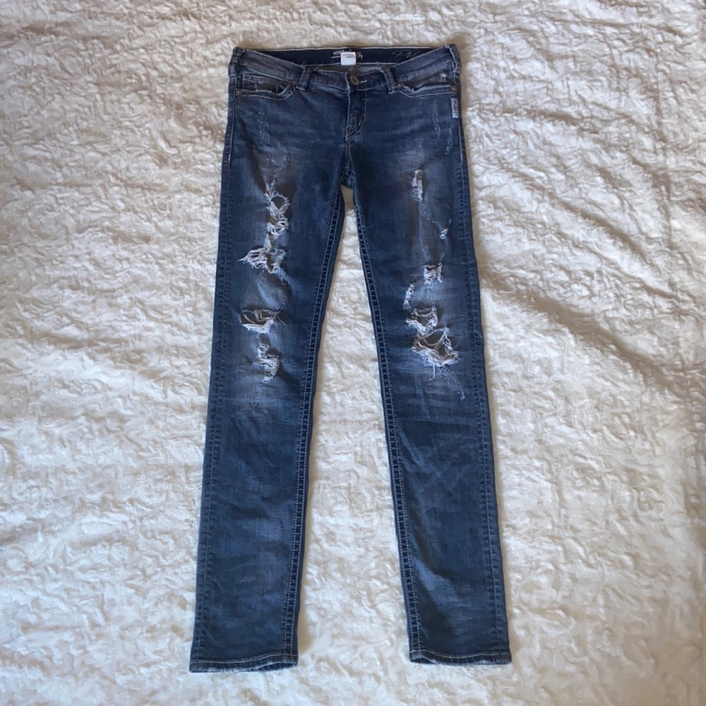 silver jeans